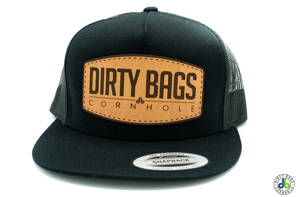 db Large Brown Leather Patch Hat