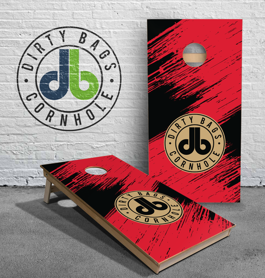 Professional Cornhole Boards - DB Grunge - Red and Black