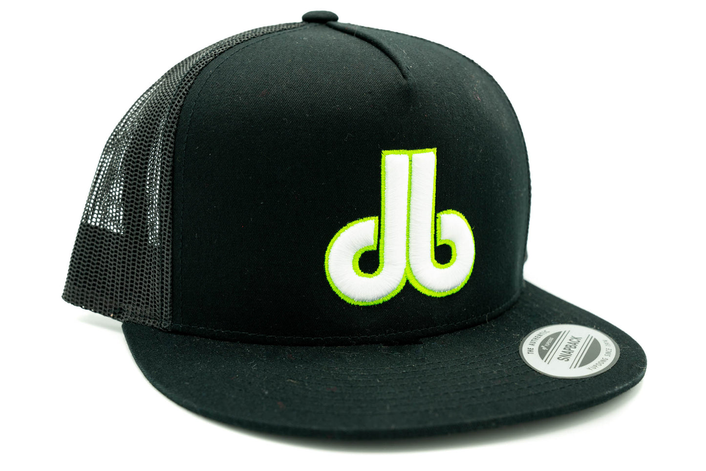 db Cornhole Hat - White and Neon Green db