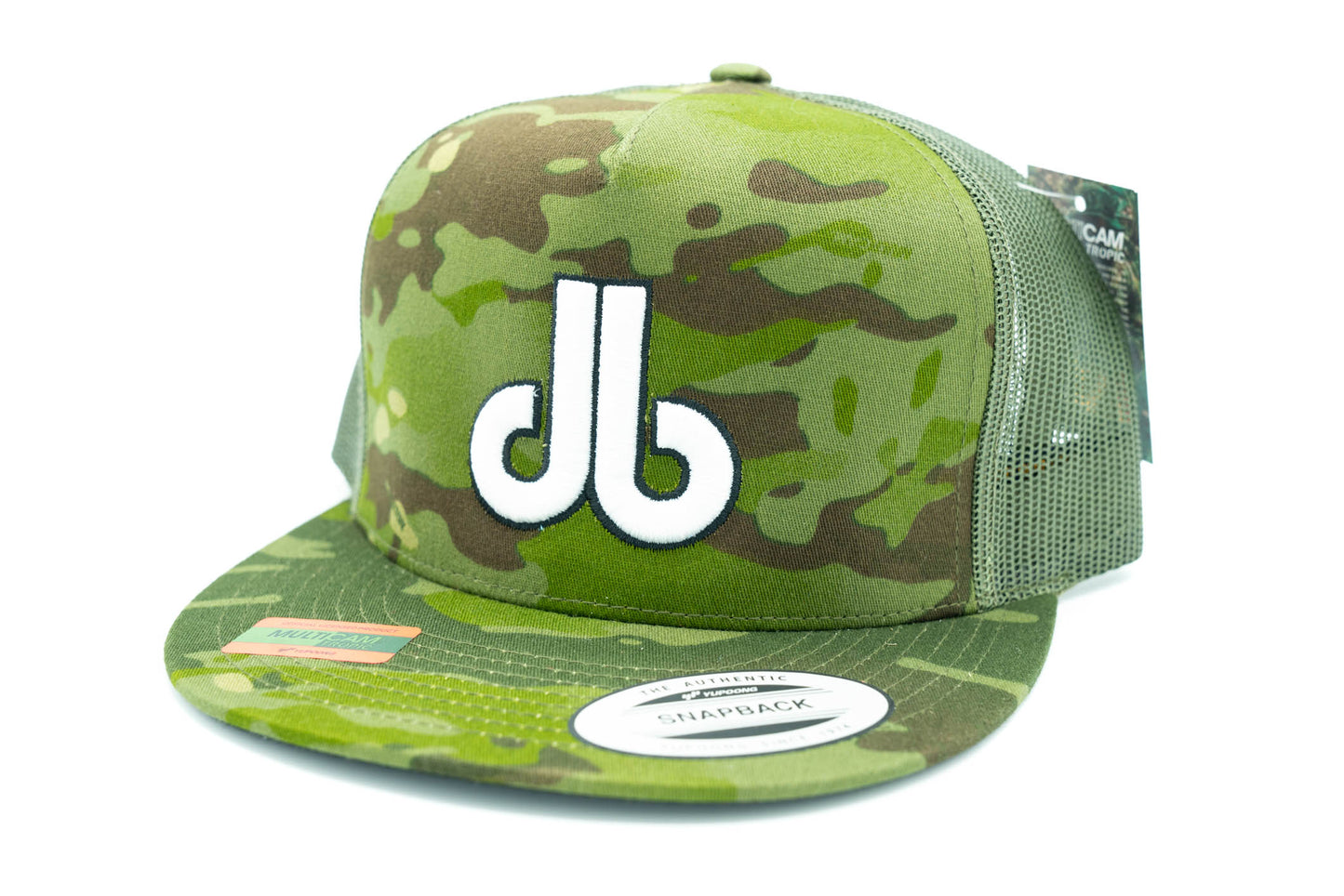 db Cornhole - Green Camouflage Hat with White db