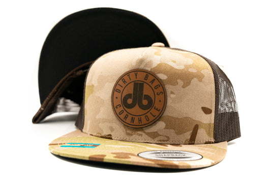 db Leather Patch Hat  - Brown Camouflage Snapback