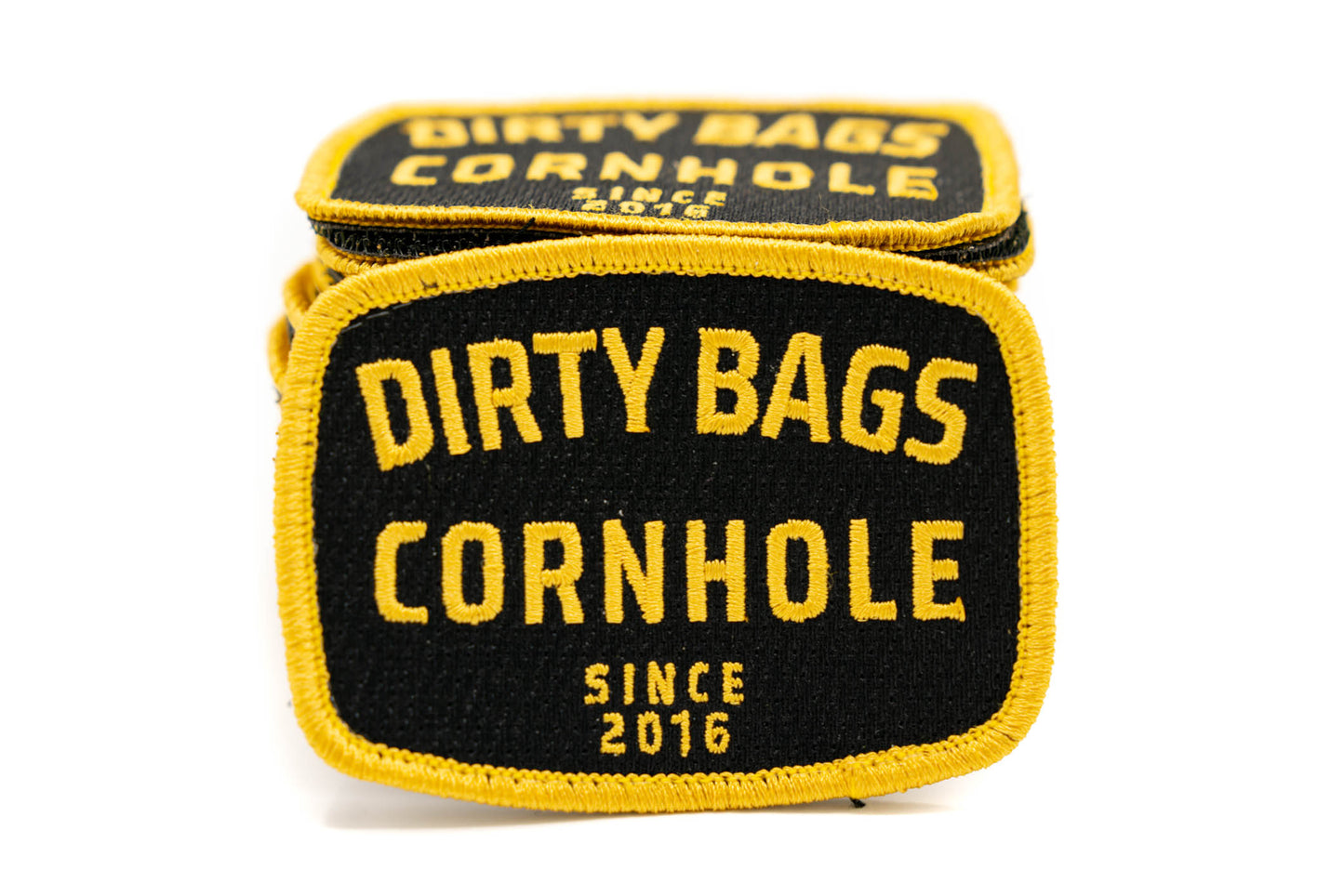 Dirty Bags Cornhole Black and Gold Square Patch