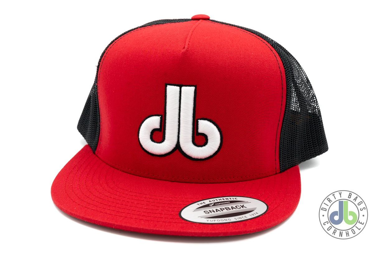 Hat - Red and Black hat with White DB outlined in Black
