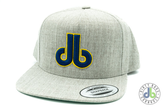Hat - Heather Gray and Navy Yellow db