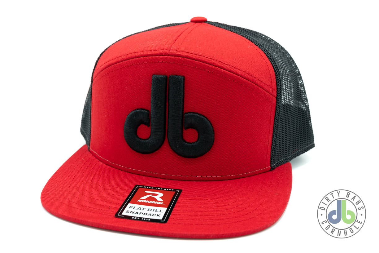 Hat - 7 Panel Red and Black db Hat