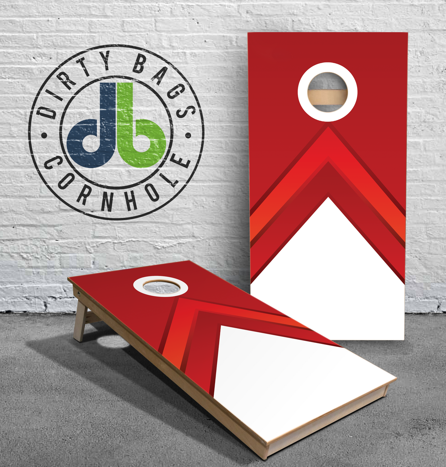 Professional Cornhole Boards - Red and White Arrows