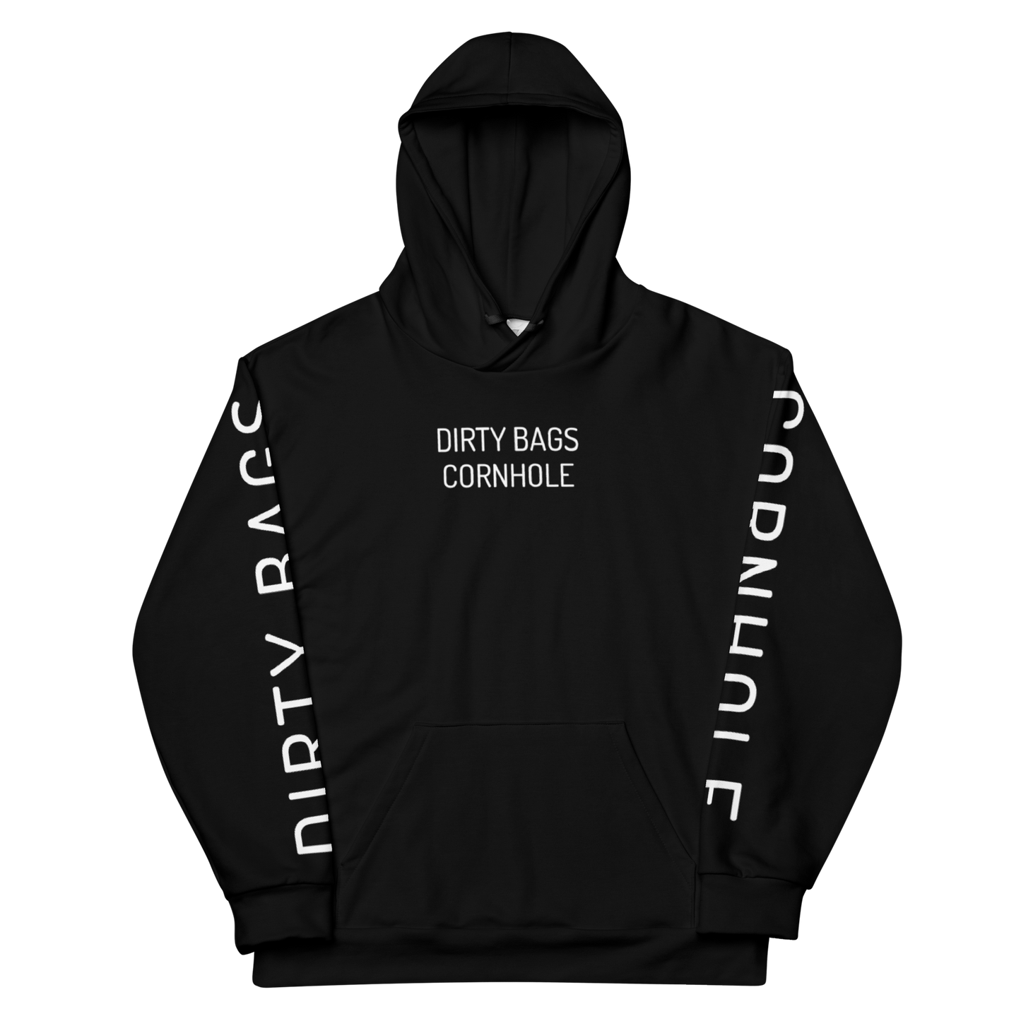 Dirty Bags Cornhole Hoodie Sleeve Writing Black