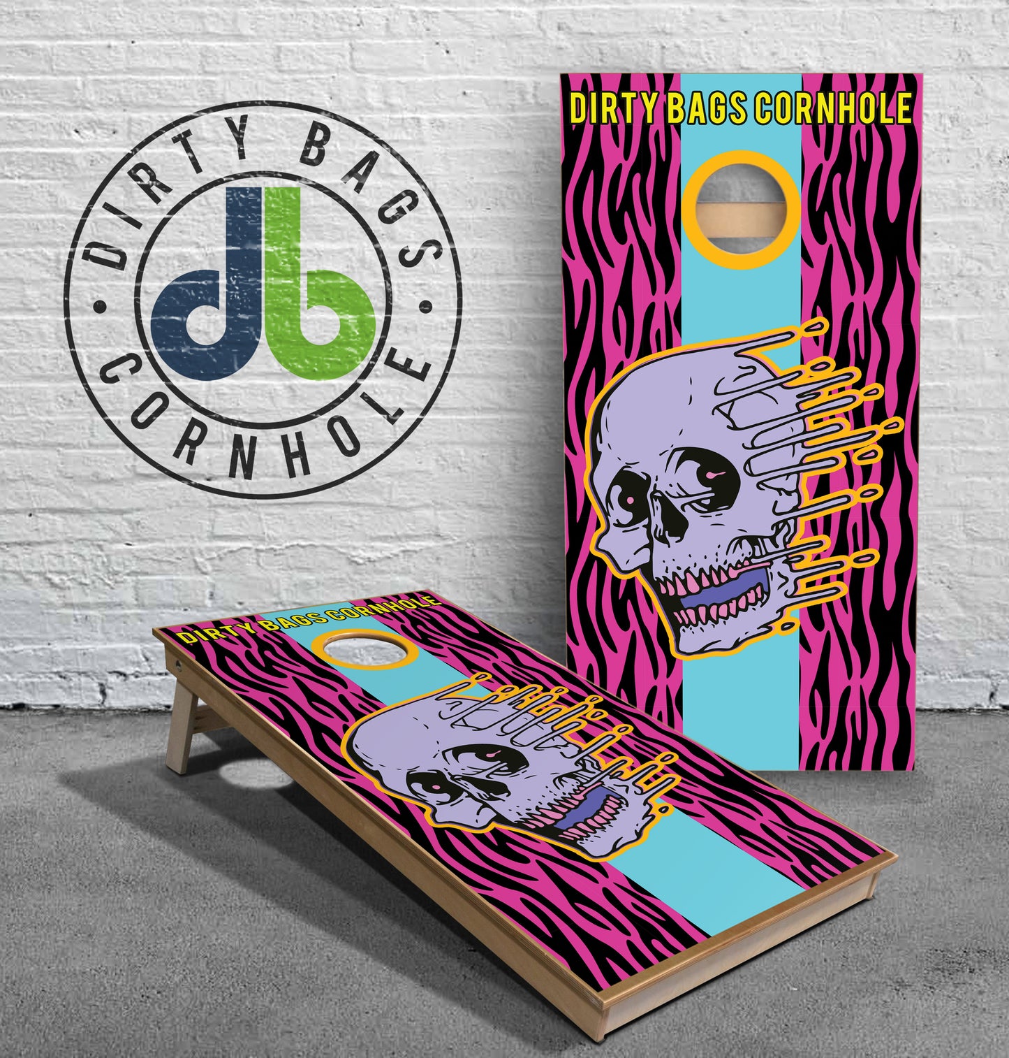 Cornhole Boards - db Punk Rock Skull